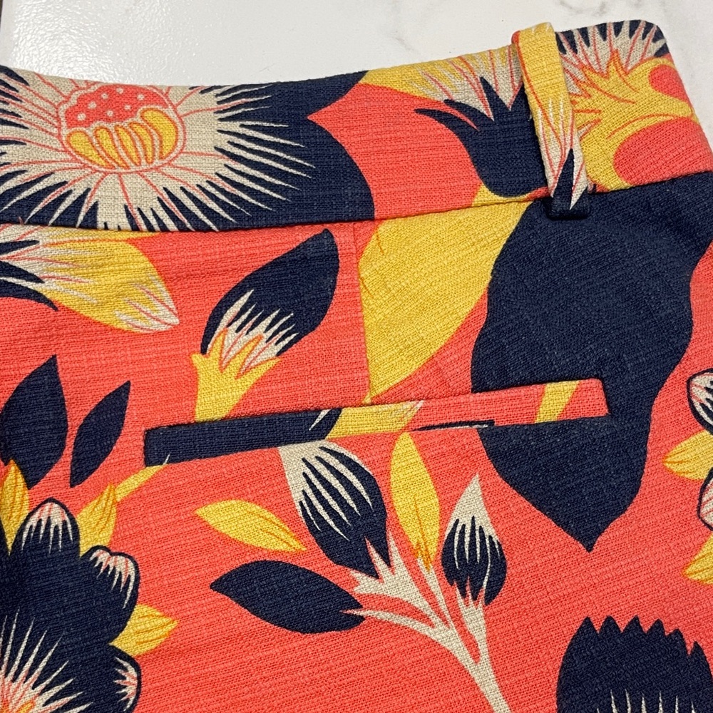 J.Crew Women’s Tropical Cotton Coral Hibiscus Floral Shorts Size 2 - Picture 12 of 14